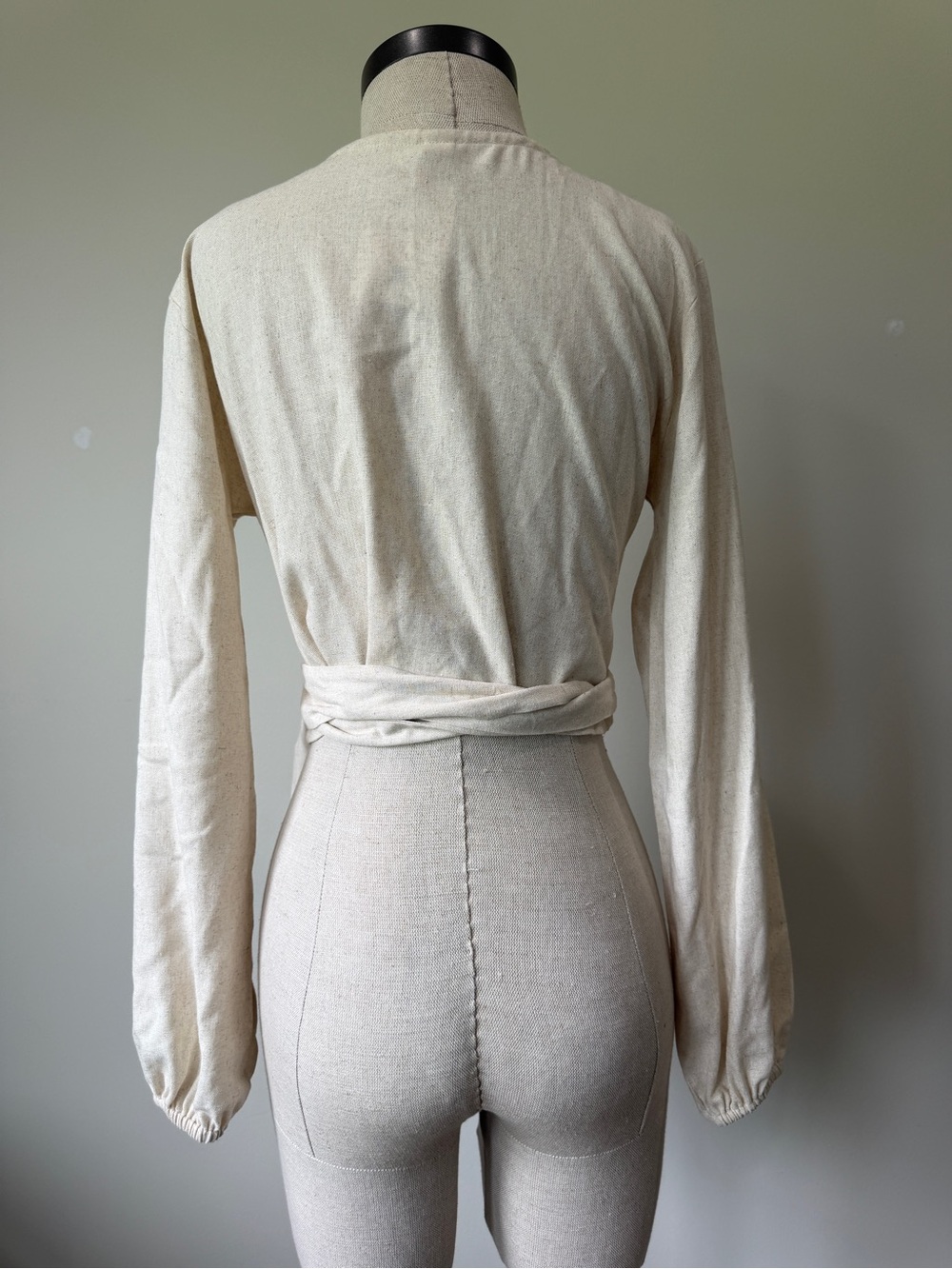 BALIAWEAR Cream Wrap Top with Waist Tie - Picture 4 of 7
